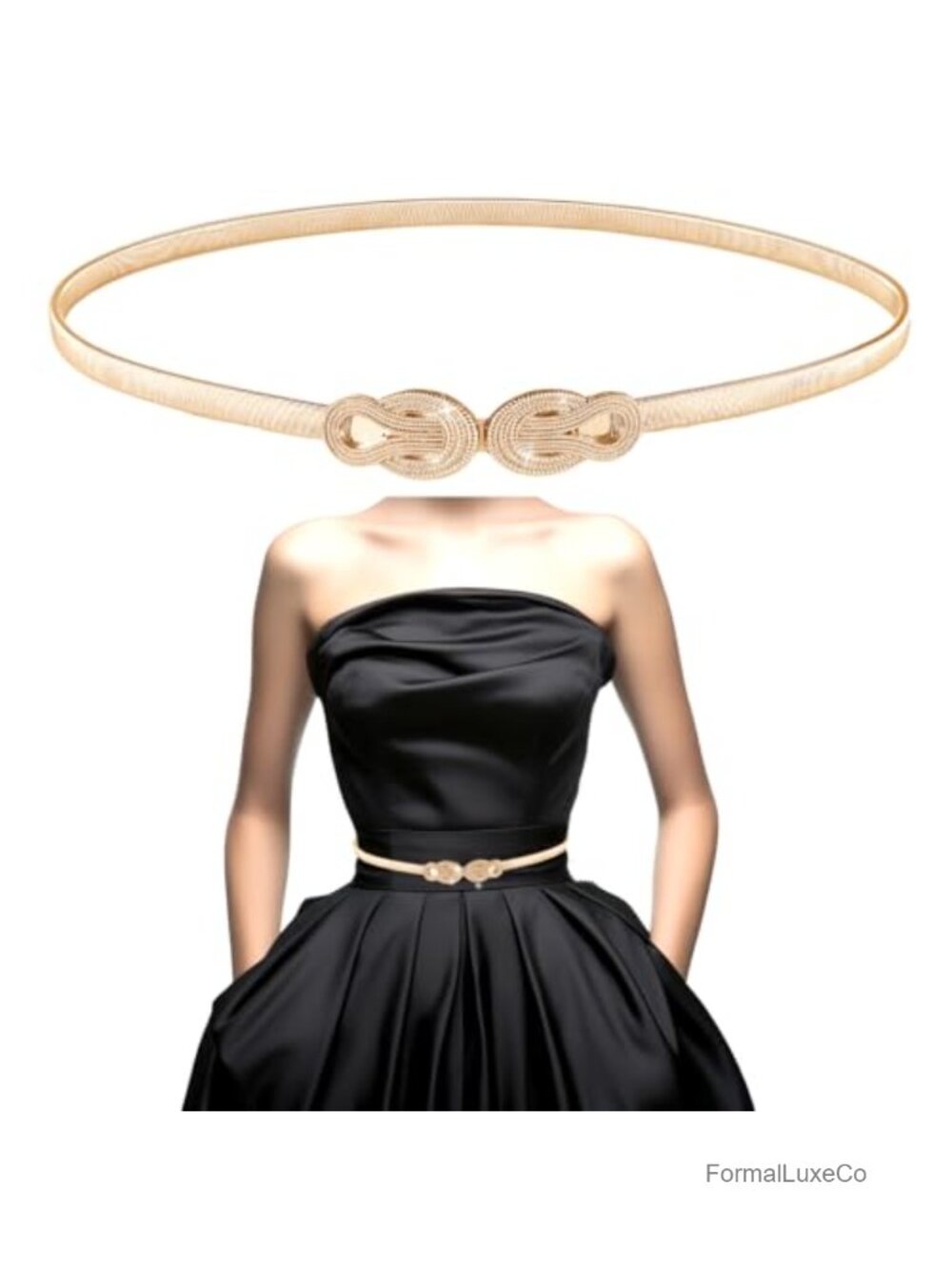 Elastic Waist Belt for Women Metal Stretch Chain Belt Gold Hook